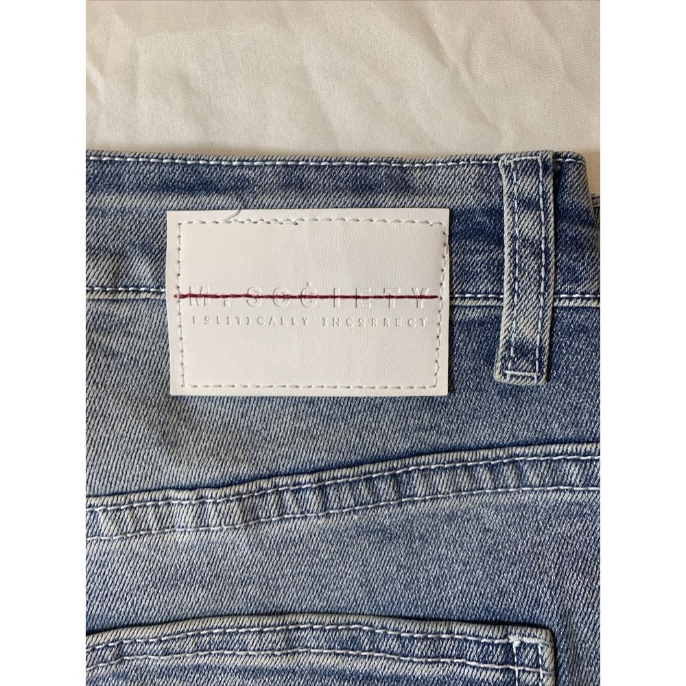 M.Society Politically Incorrect Denim Jean Shorts Size 34 7 Pockets Distressed - Picture 4 of 12
